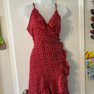 Elegant Red Polka Dot Dress
